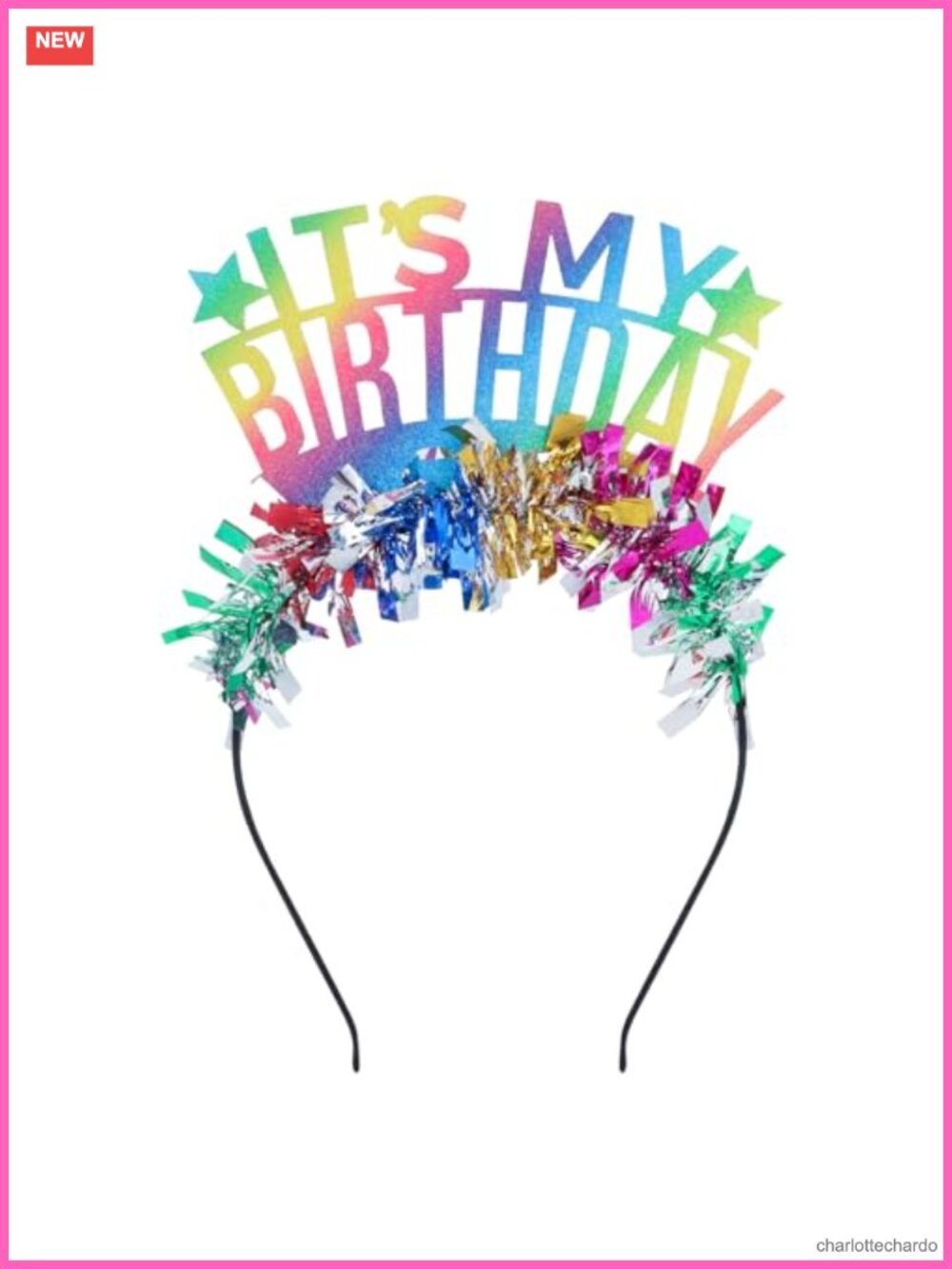 Rainbow Glitter It's My Birthday Headband Tinsel Hair Accessory Women